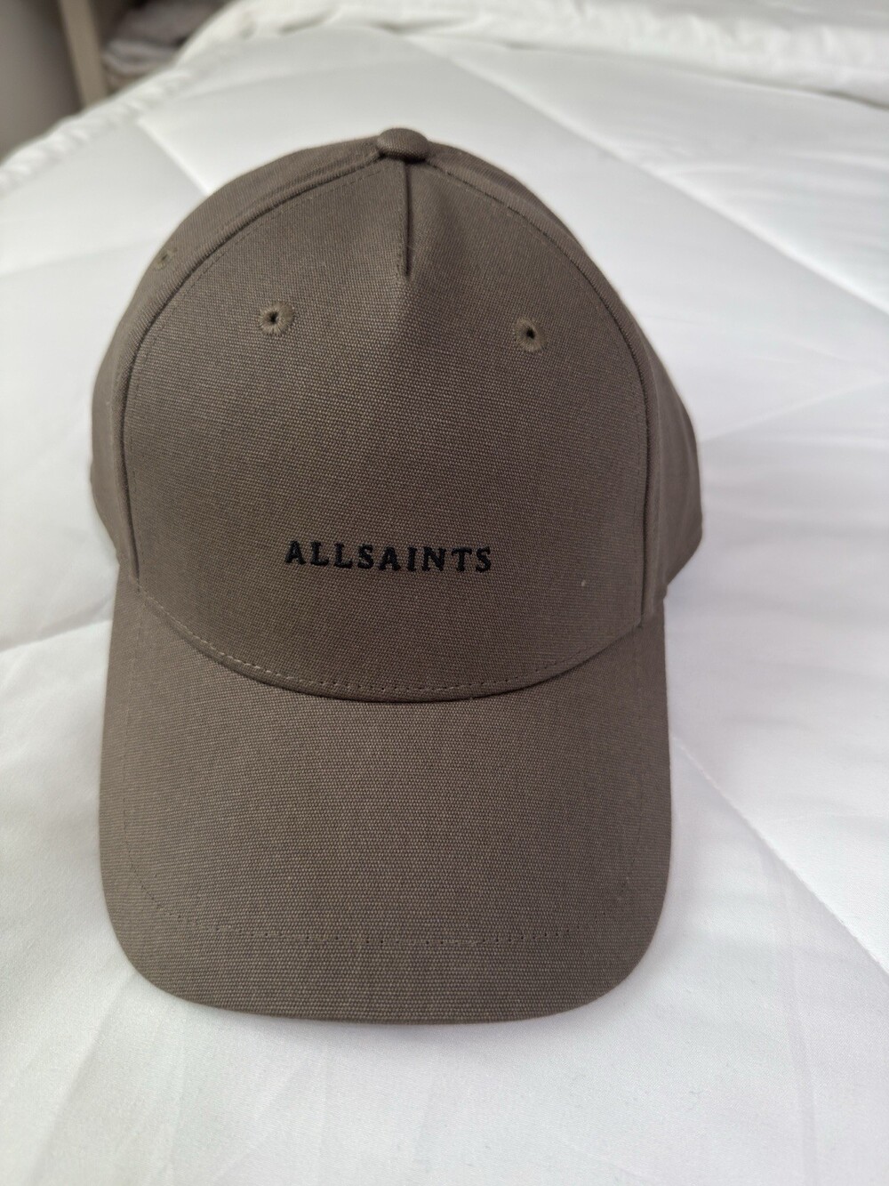 ALLSAINTS 100% Cotton Khaki & Black Logo Baseball Cap Embroidered Logo OS NWT